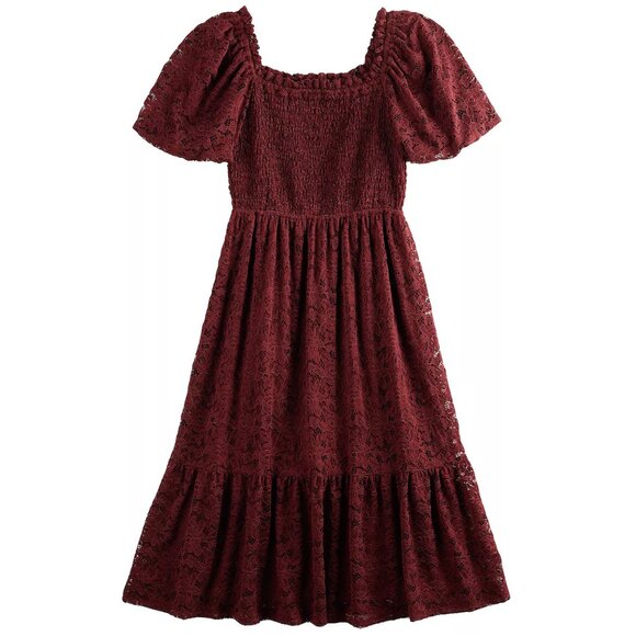 NWT LC Lauren Conrad Balloon Sleeve Smocked Midi Dress Size Extra Small - Picture 1 of 1